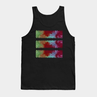 Colourful Green and Red Zigzag Silhouette Digital Art Tank Top